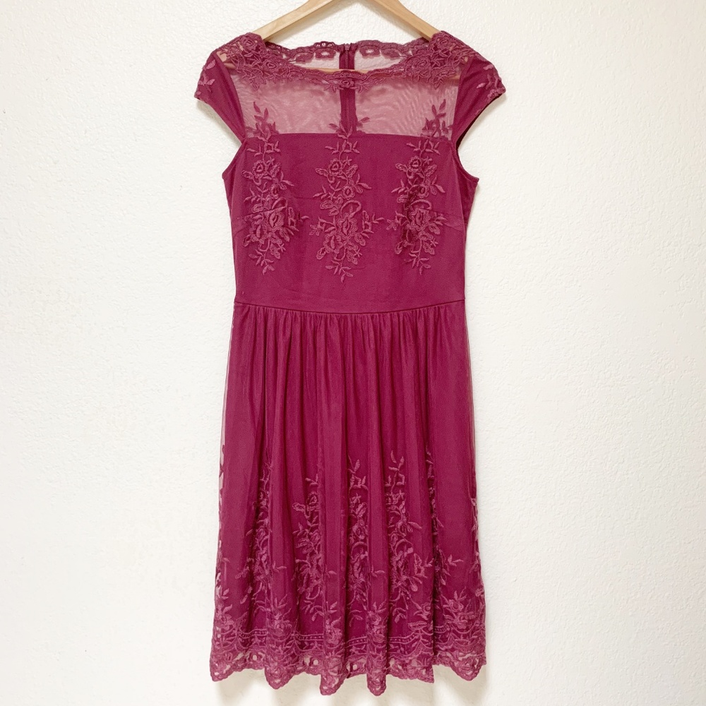 Esprit | Purple Floral Embroidered Dress S